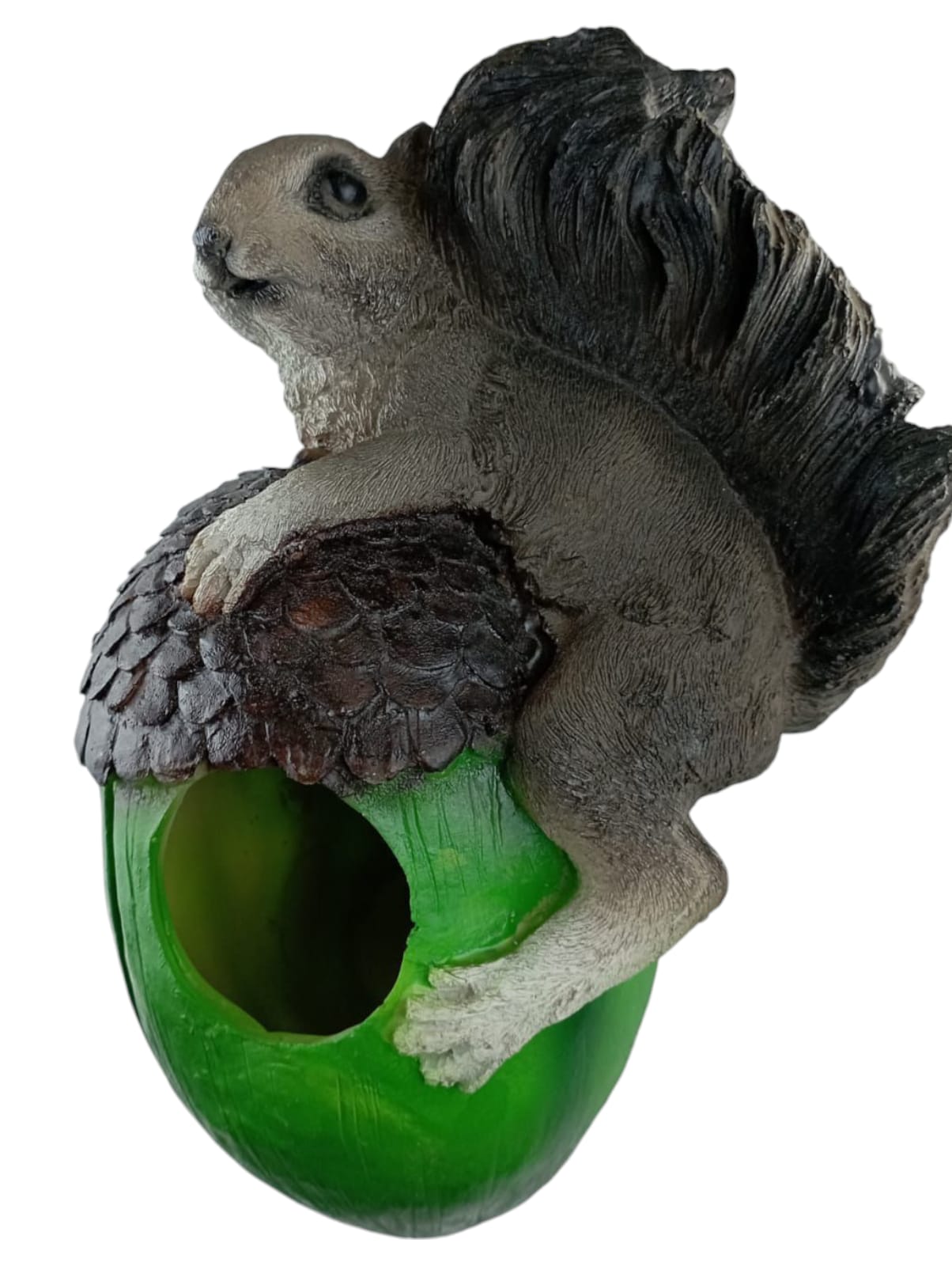 Ardilla Decorativa Colgante para pájaros | Plantas – Figura de Resina 20 cm | Adorno Rústico para Jardín y Exterior