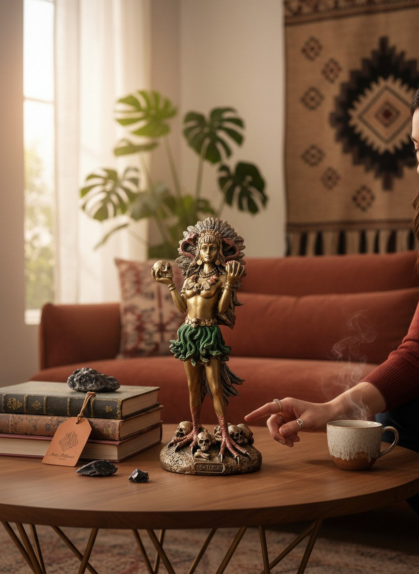 Coatlicue – Diosa Azteca de la Vida y la Muerte | Figura Decorativa en Resina 24 cm