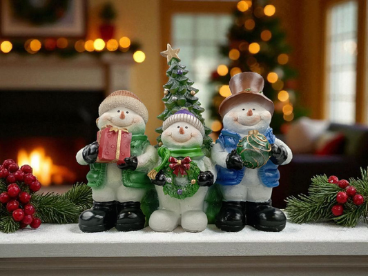 Decoraciones navideñas muñecos de nieve con árbol de navidad Decoración Navideña Familia de Muñecos de Nieve – Espíritu de Alegría y Calidez