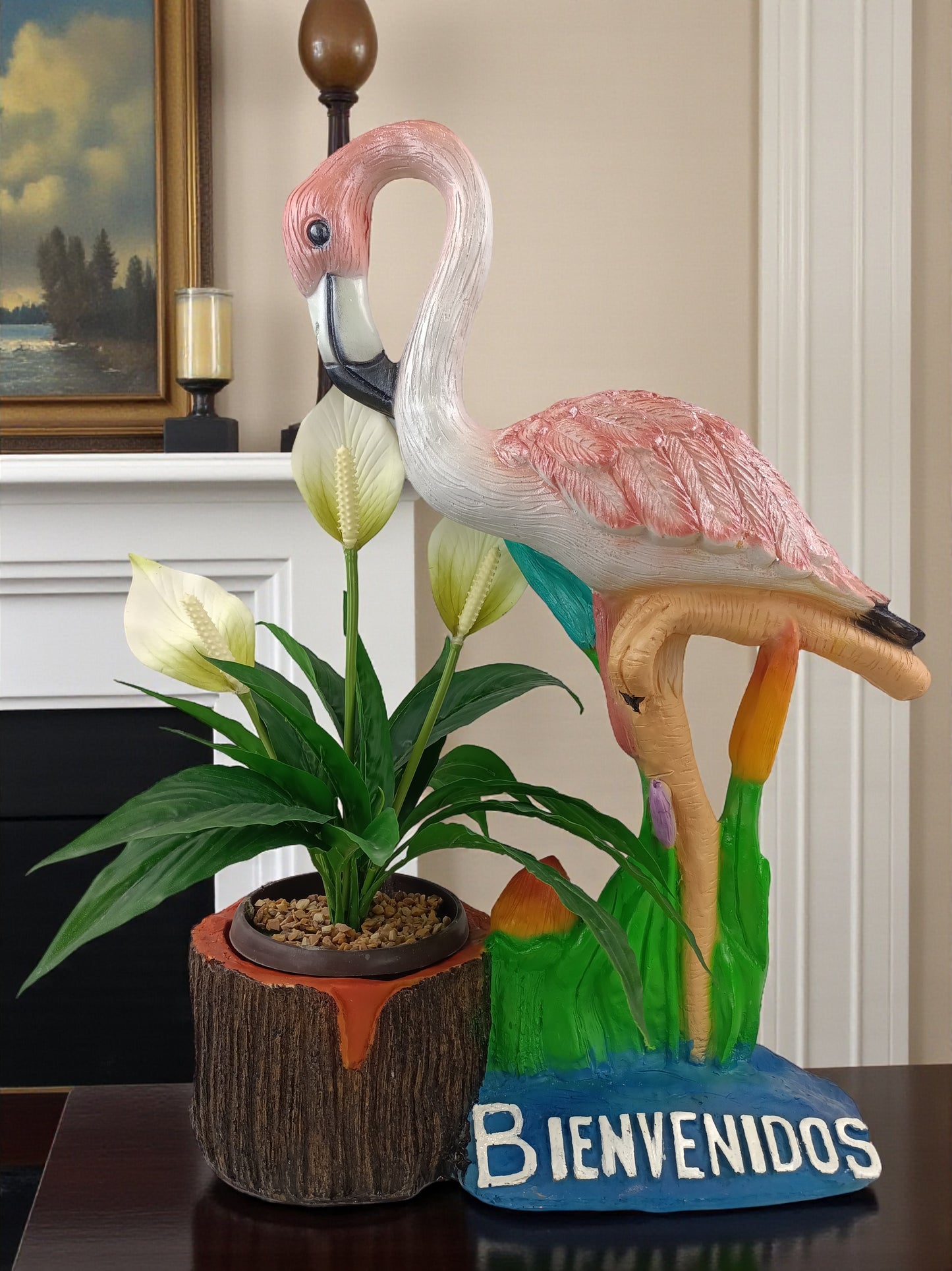 Flamingo macetero decorativo para jardín, exterior, inferior. Macetas y Esculturas.