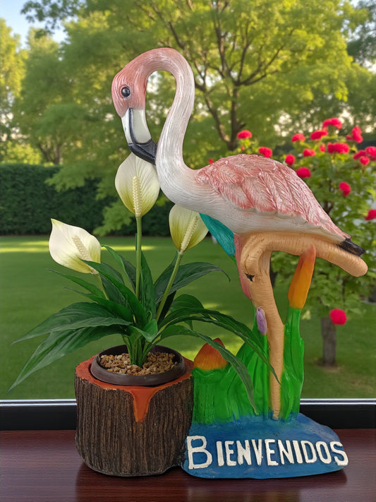 Flamingo macetero decorativo para jardín, exterior, inferior. Macetas y Esculturas.