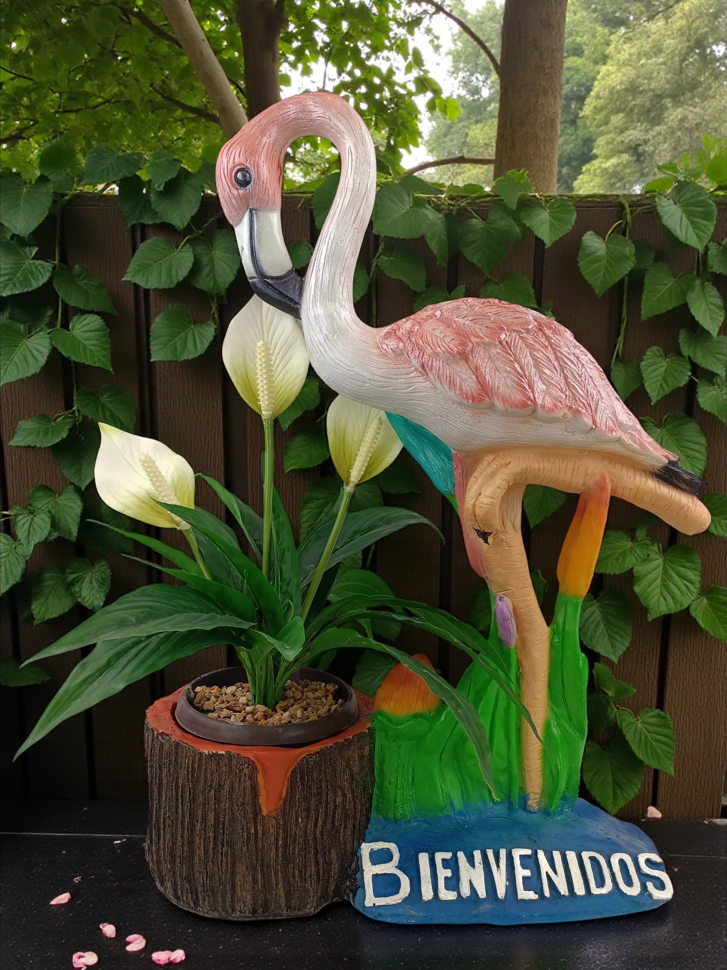 Flamingo macetero decorativo para jardín, exterior, inferior. Macetas y Esculturas.