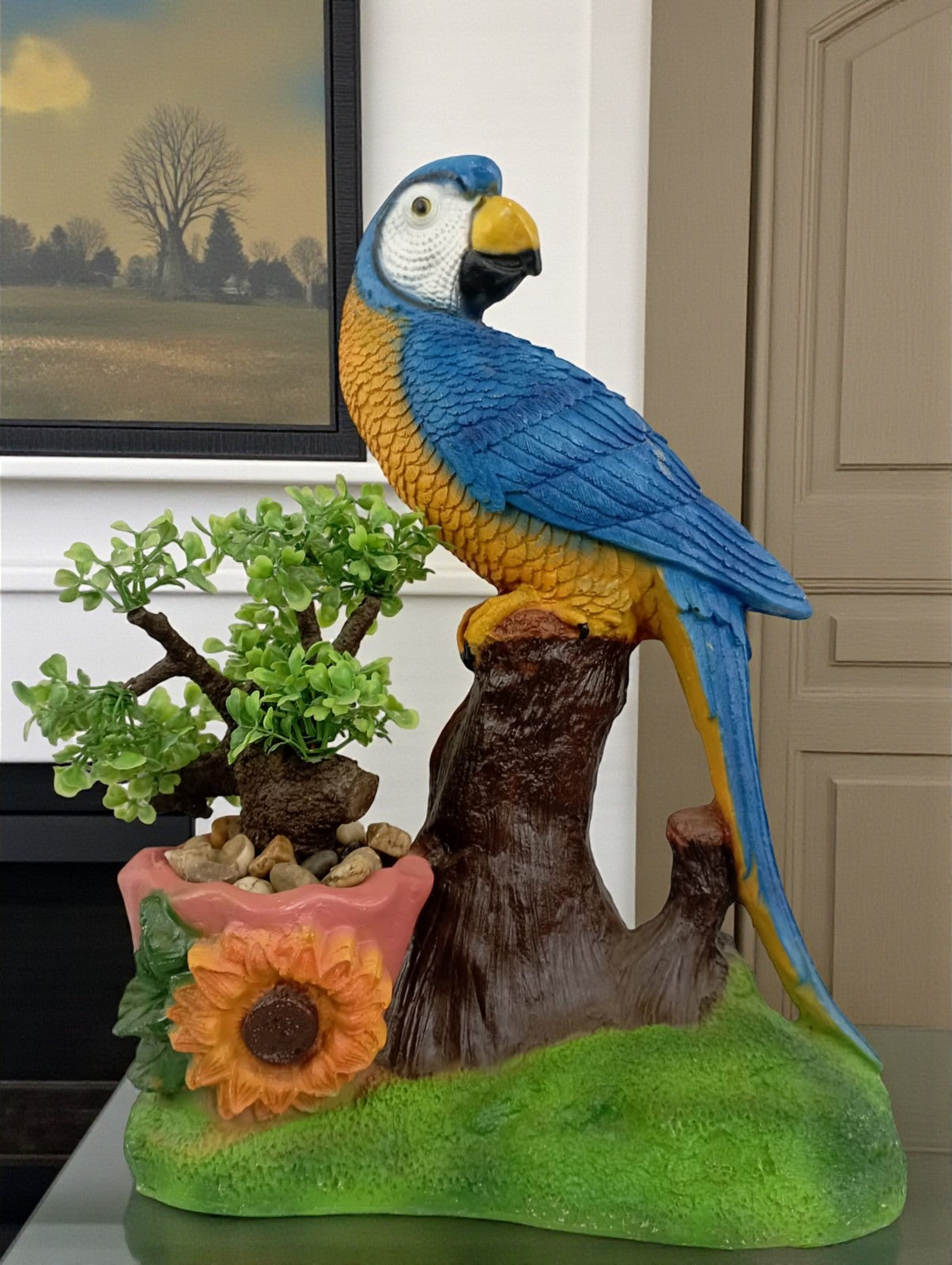 Figura escultura decorativa para jardín - Maceta guacamaya decoracion de anterior - Maceta para suculentas