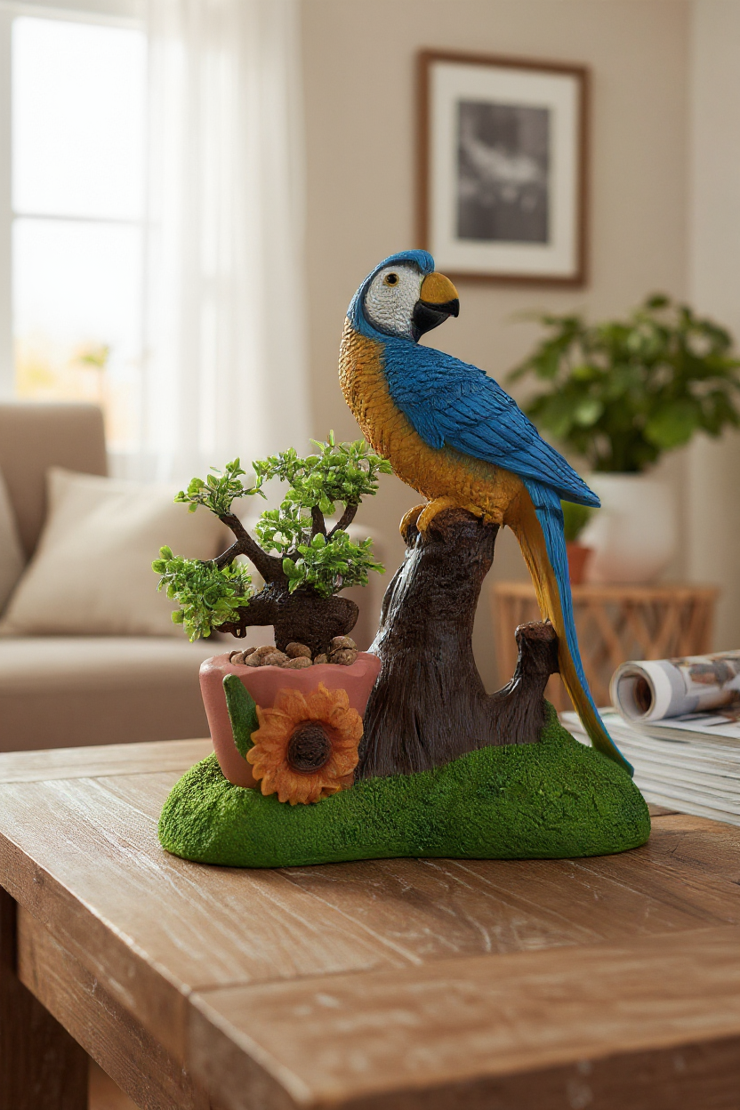 Figura escultura decorativa para jardín - Maceta guacamaya decoracion de anterior - Maceta para suculentas