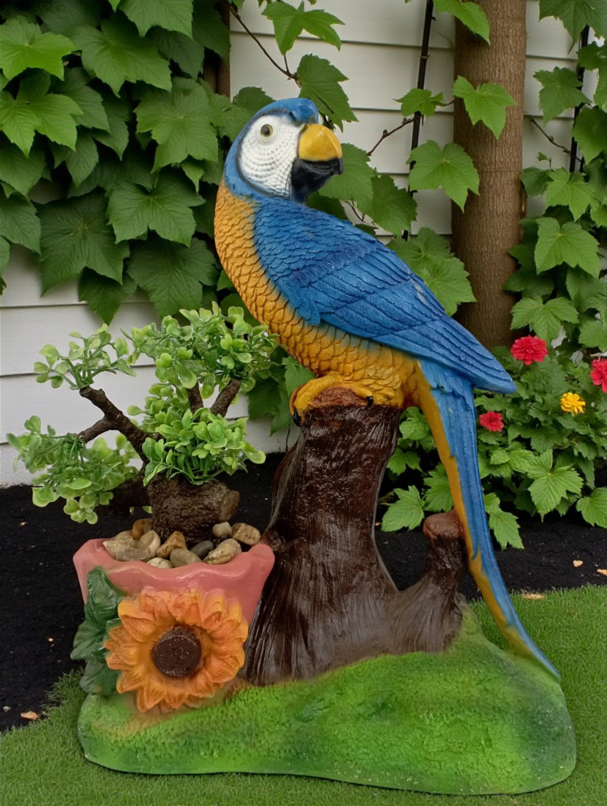 Figura escultura decorativa para jardín - Maceta guacamaya decoracion de anterior - Maceta para suculentas