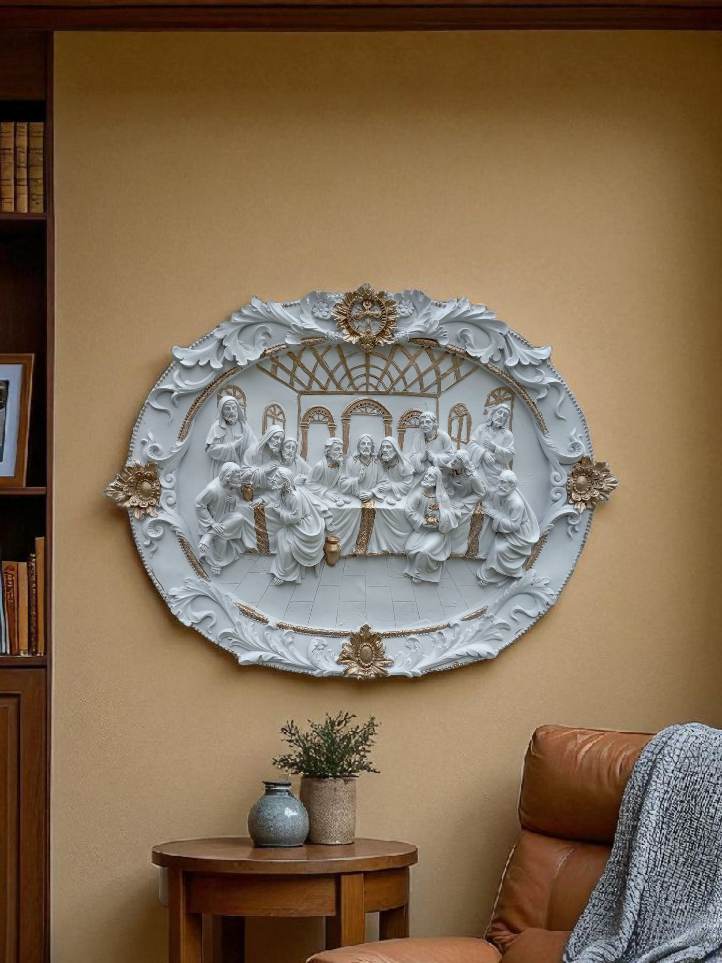 Última Cena Ovalada de Resina para Pared | Decoración Religiosa