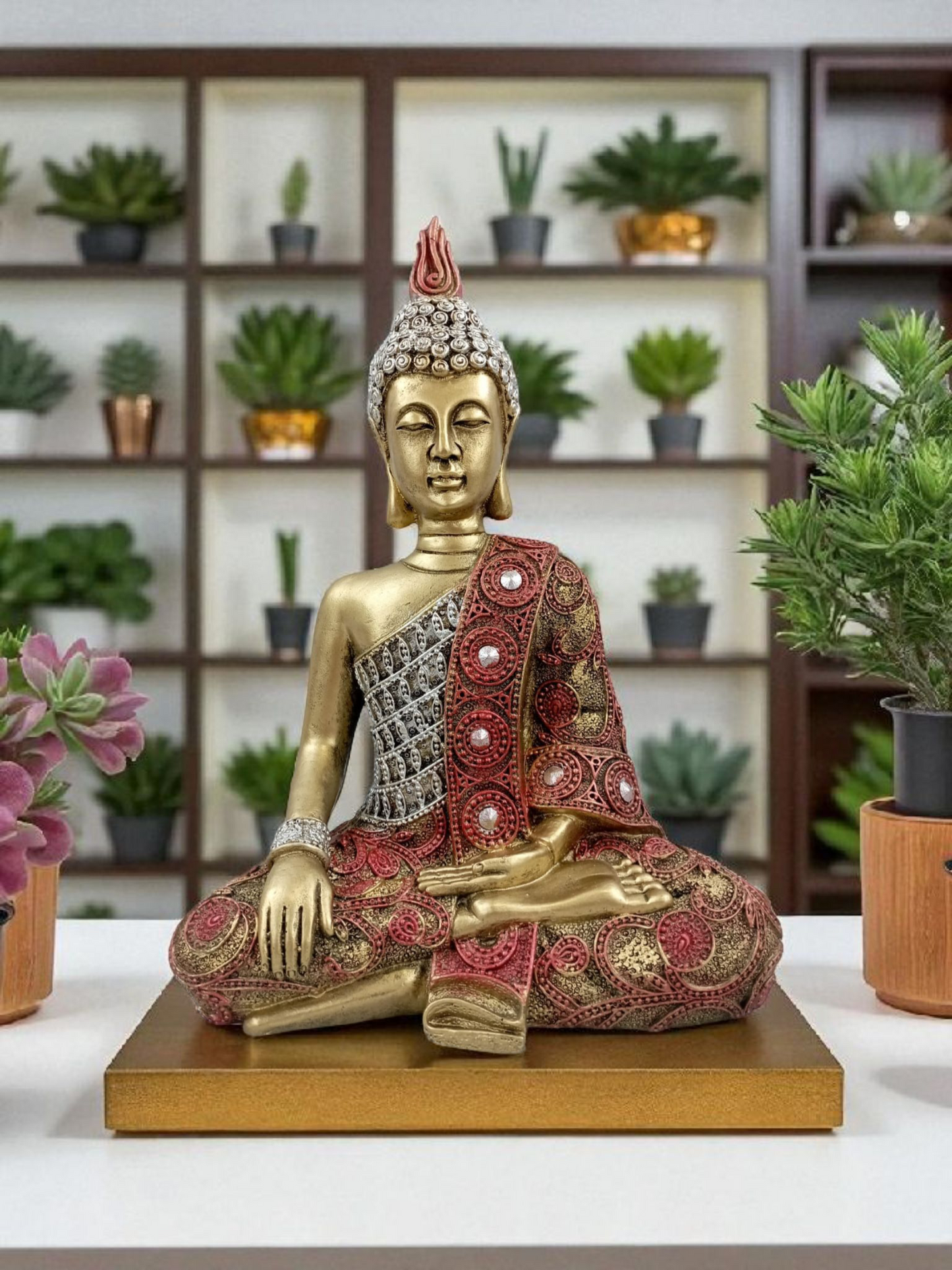 Buda Meditando Krishna 30 cm de Resina – Estatua Decorativa Espiritual para Hogar, Altares y Meditación