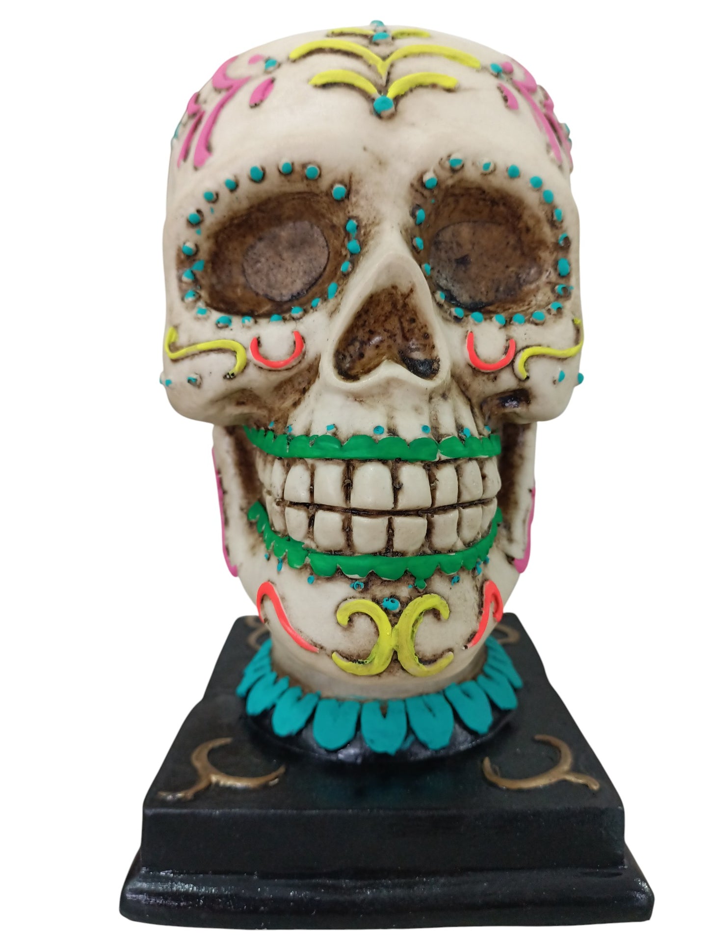 Cráneo decorativo floreado para día de muertos ofrenda porta vela