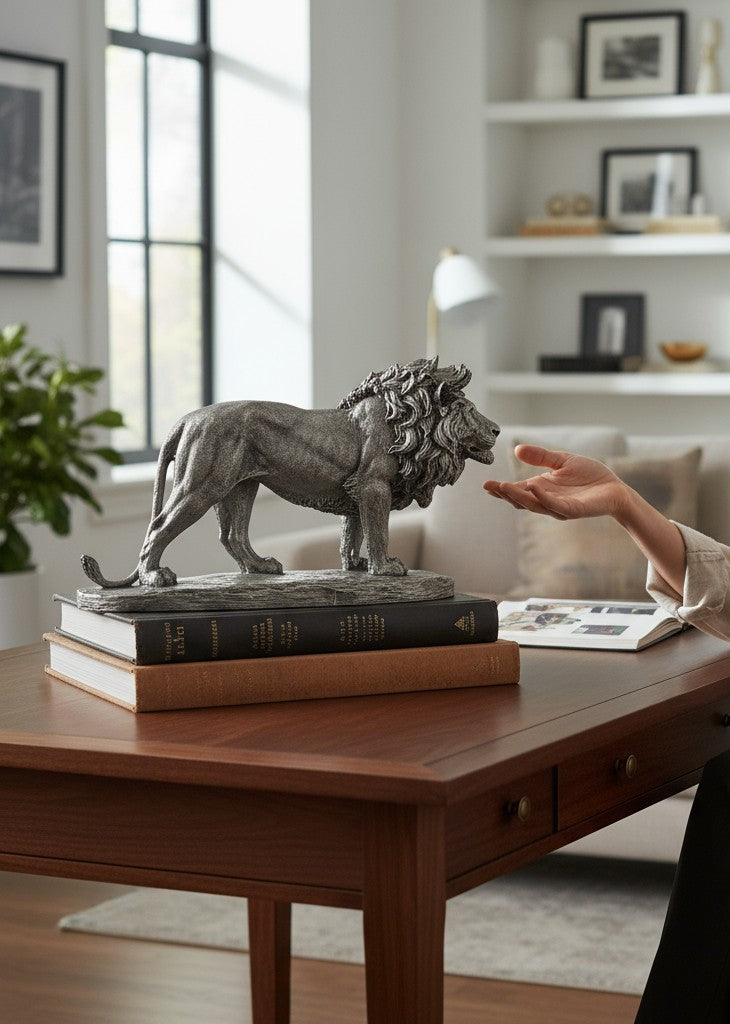 León decorativo moderno - Esculturas figuras para decoracion elegante- Arte Atilano