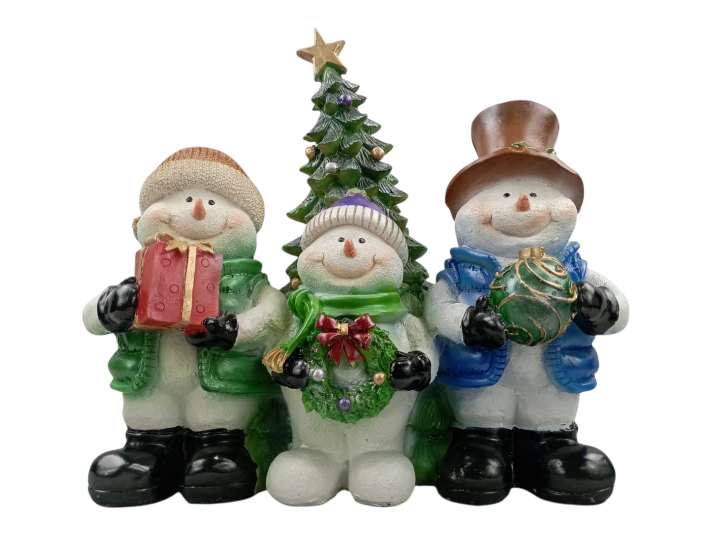 Decoraciones navideñas muñecos de nieve con árbol de navidad Decoración Navideña Familia de Muñecos de Nieve – Espíritu de Alegría y Calidez