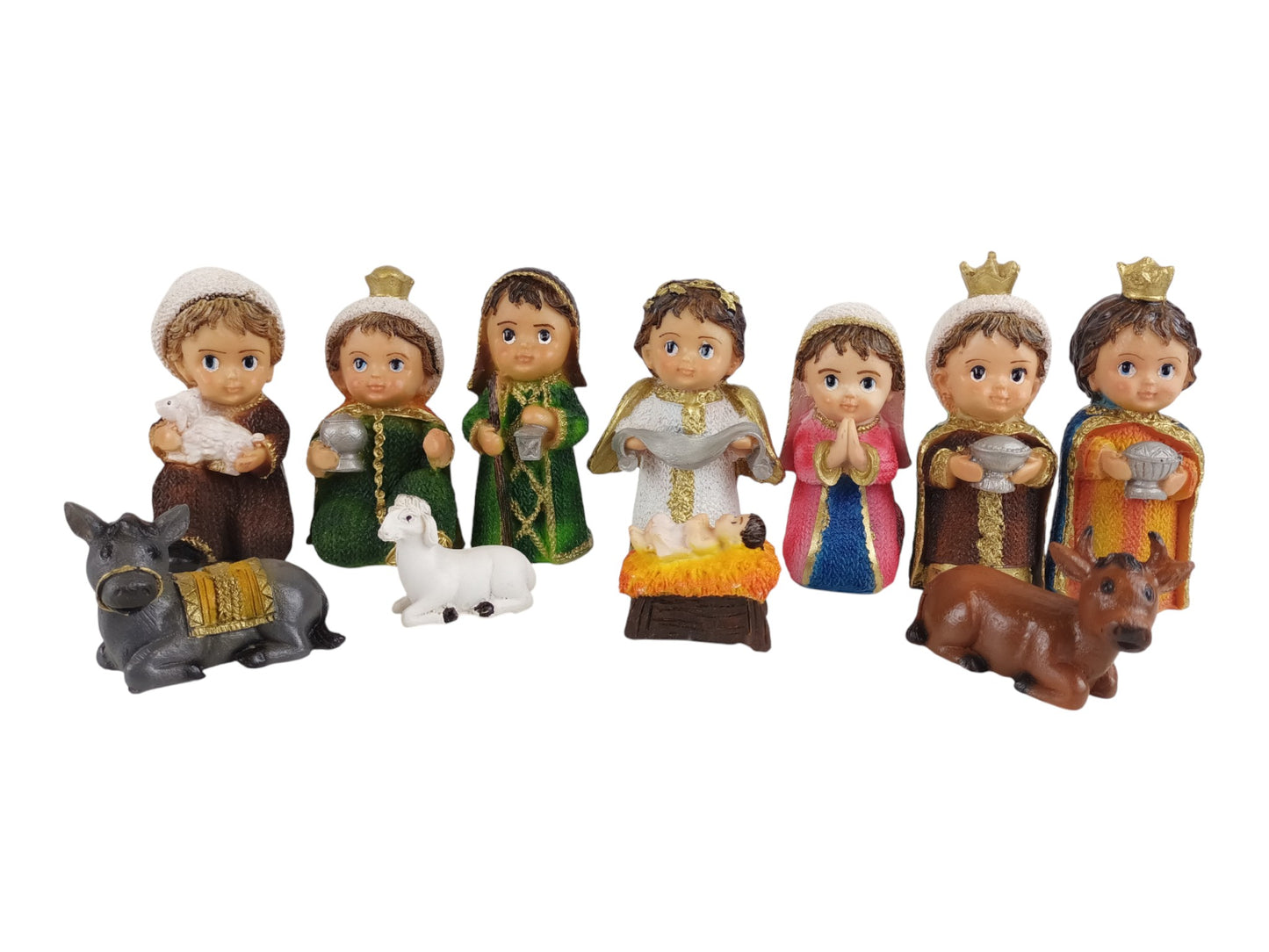 Nacimiento navideño completo infantil 13 cm  mini pequeño. Nacimiento de Belén.