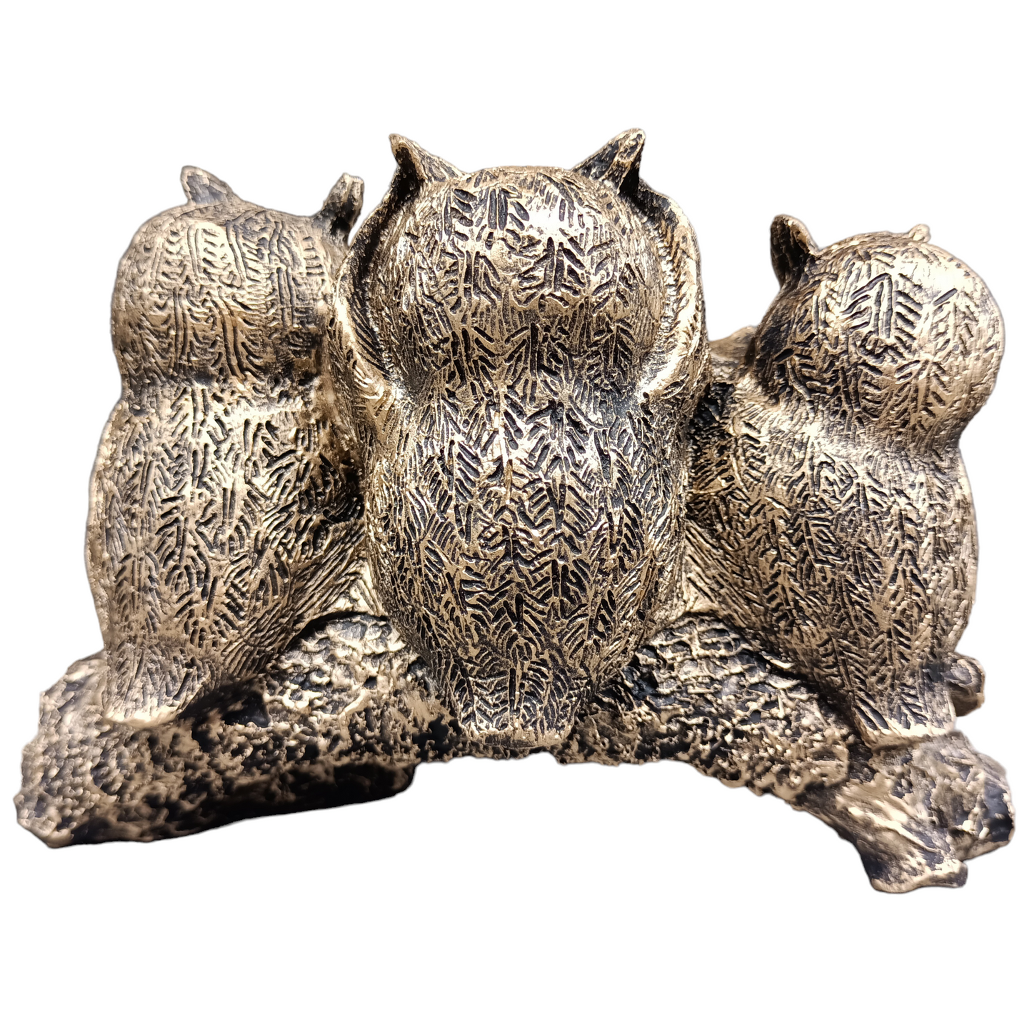 Decoración de Tres Búhos Sabios Virtudes, Estatua Figuras Decorativa para el Hogar (Dorado)