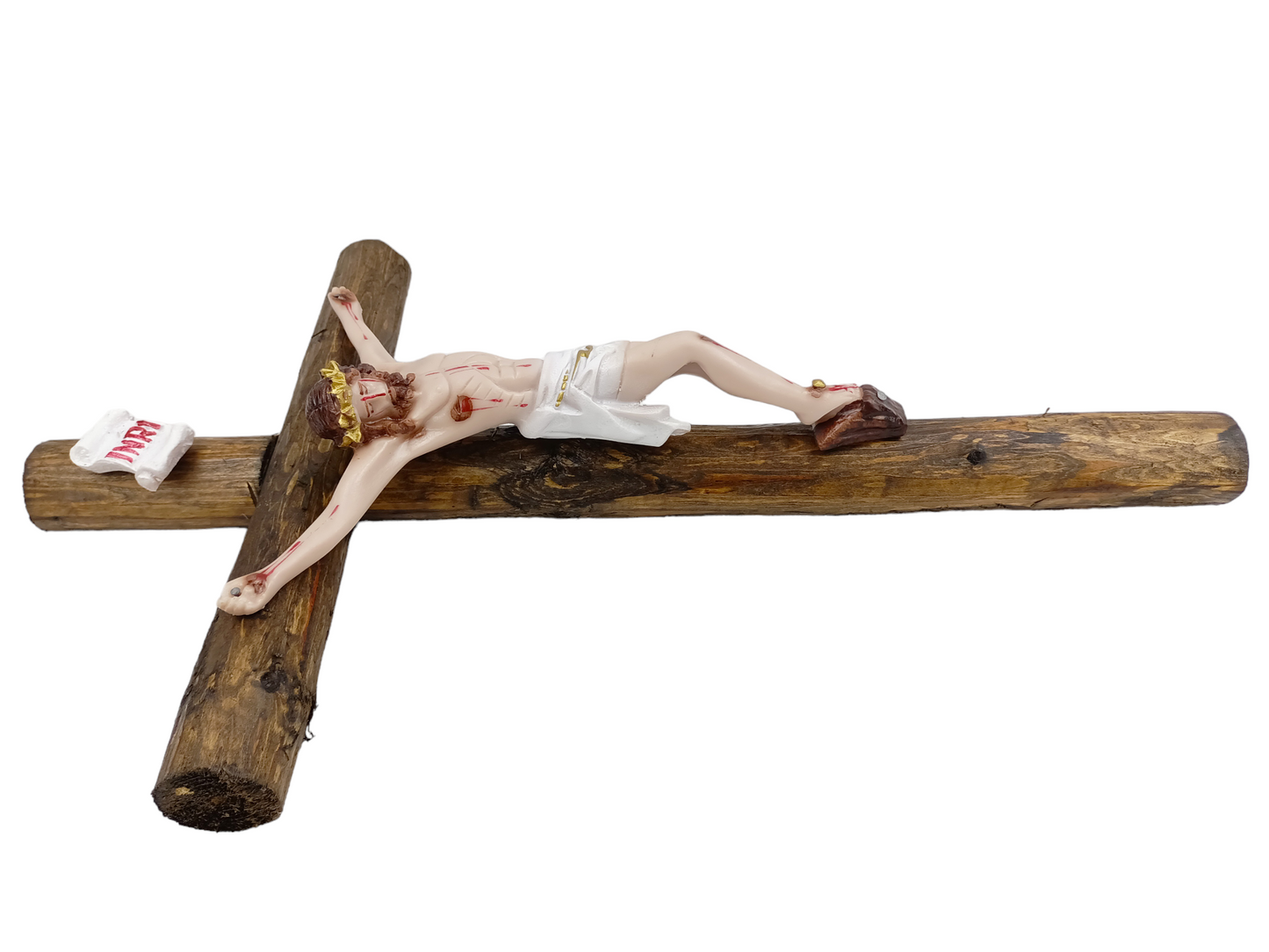 Cristo con tronco cruz religión 50 cm