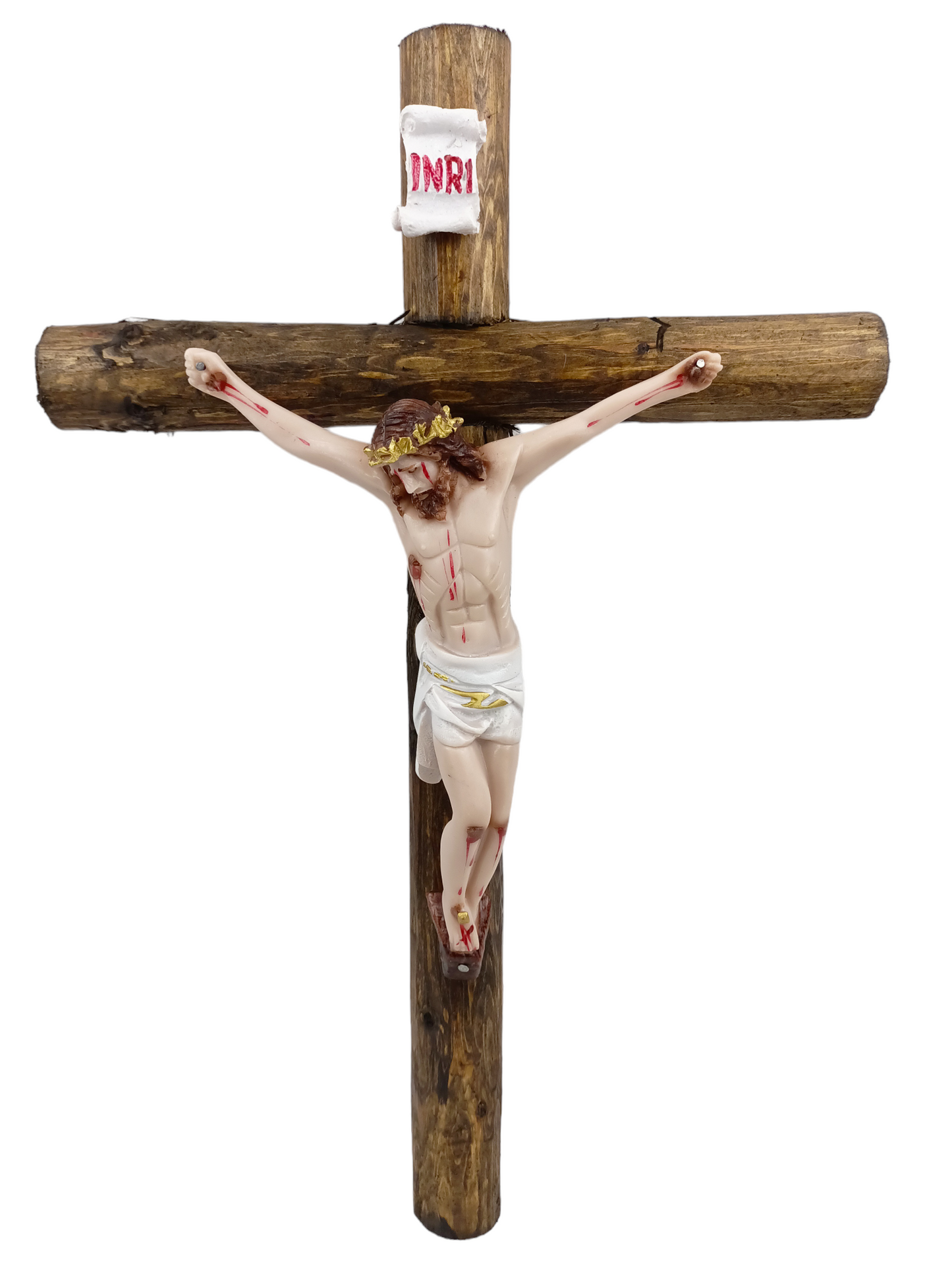 Cristo con tronco cruz religión 50 cm