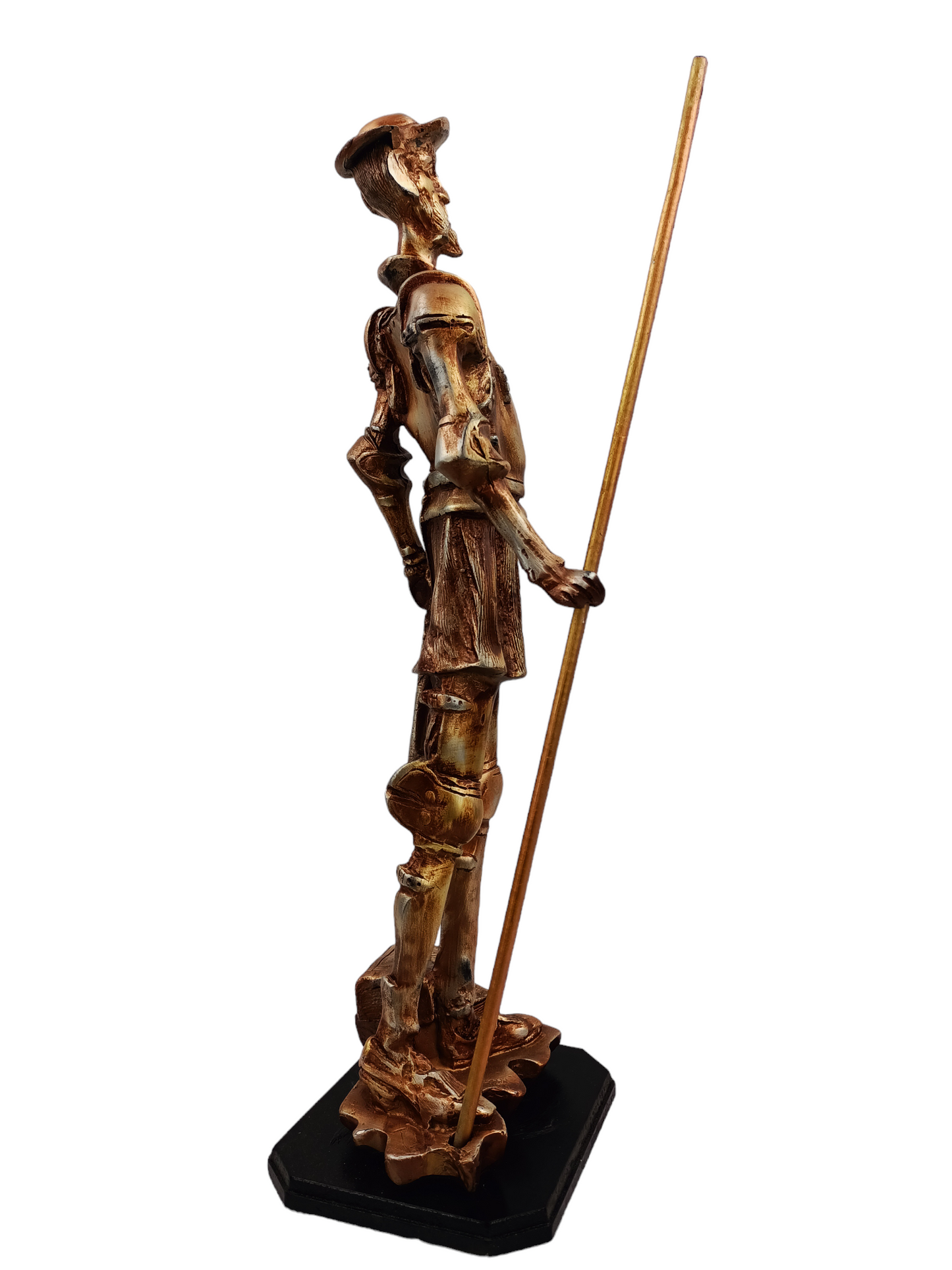 Figura Don Quijote de la Mancha – Estatua en Resina con Base de Madera Natural