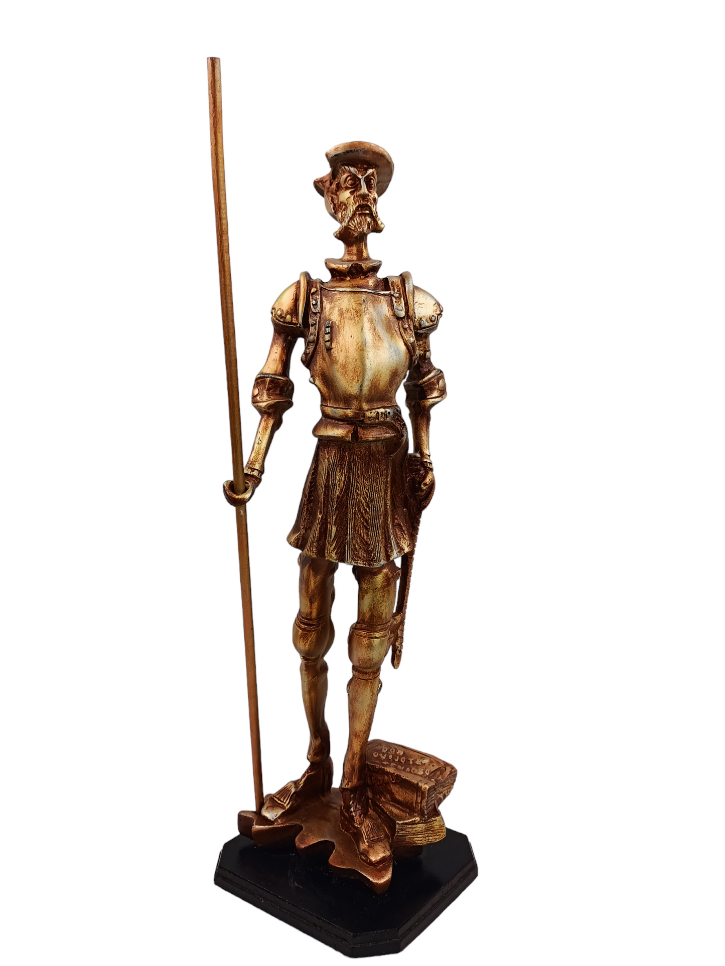 Figura Don Quijote de la Mancha – Estatua en Resina con Base de Madera Natural