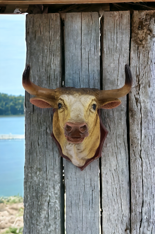 Cabeza de Toro Decorativa de Resina – Montaje en Pared Estilo Charro y Cowboy