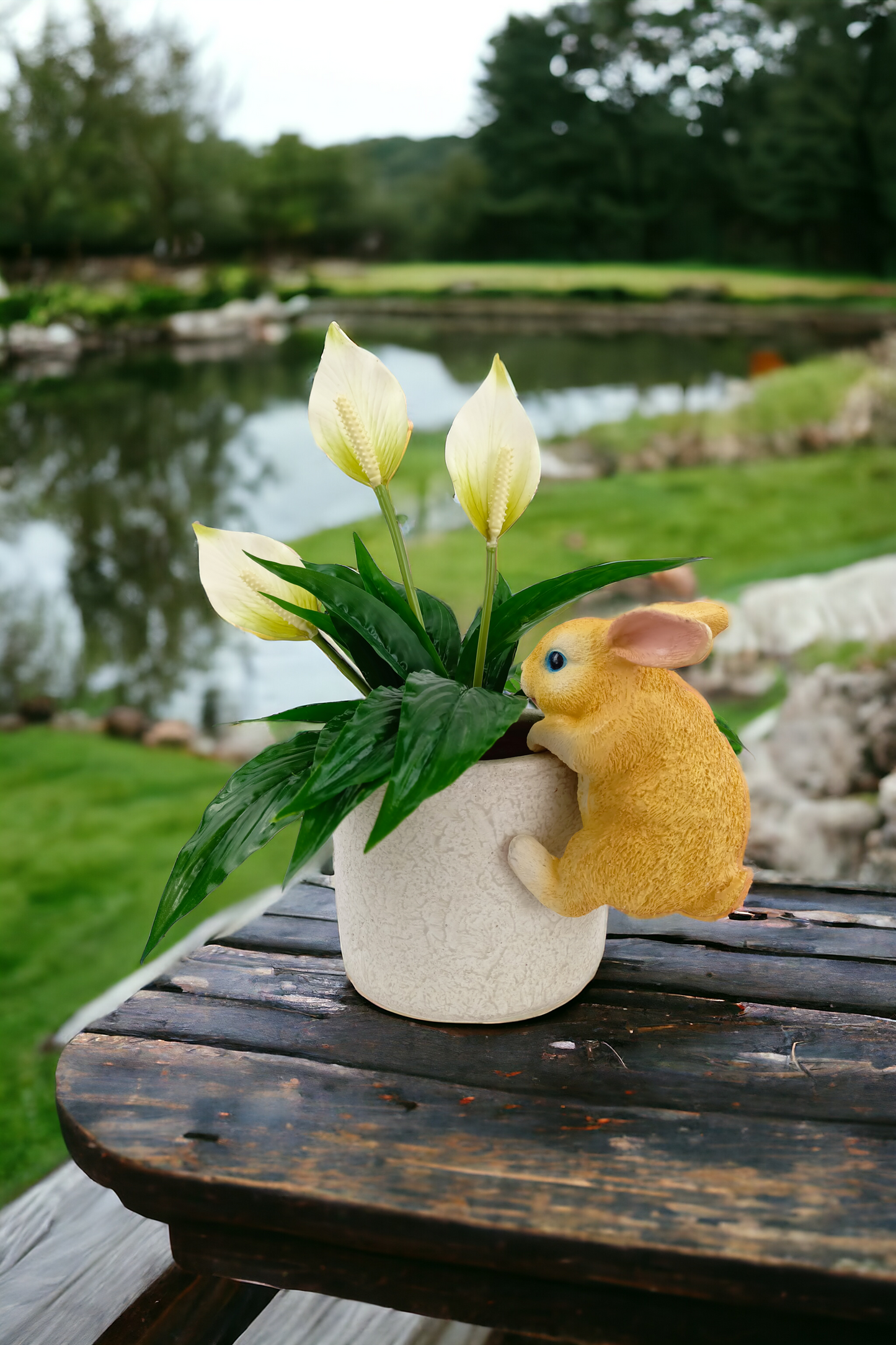 Conejo Colgante Para Maceta, figura De Resina conejitos decorativos