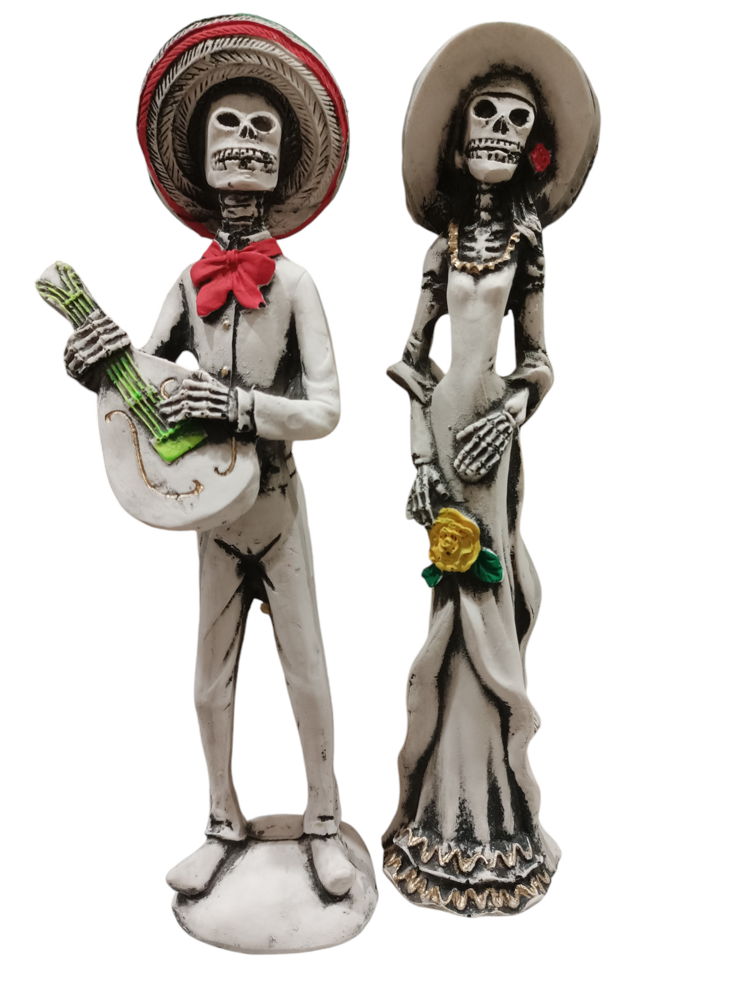 Pareja de catrines, decoración de día de muertos para ofrendas. Resina.