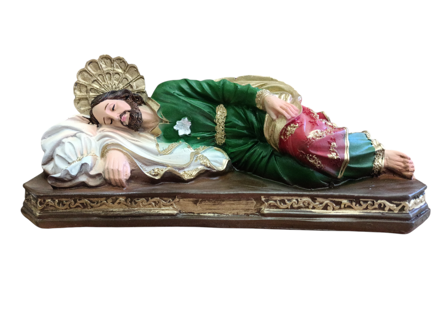 San José dormido durmiente descansando, San José Dormido de Resina 25 cm – Imagen Religiosa para Protección y Peticiones en el Hogar