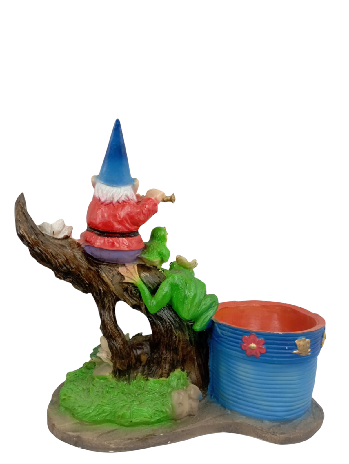 Maceta Decorativa Duende Músico con Animales – Fantasía Natural Artesanal