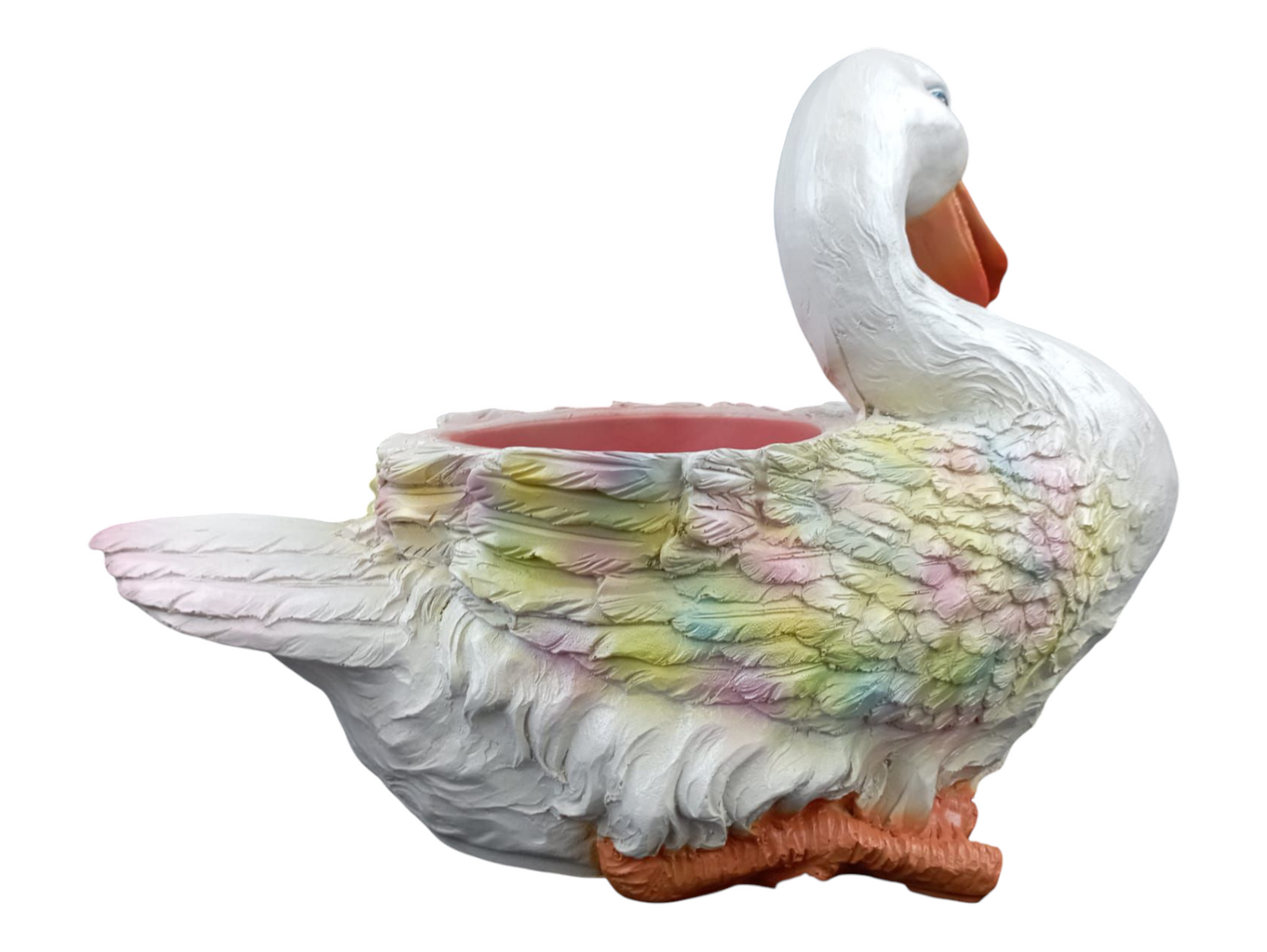Maceta Decorativa en Forma de Pato de Resina | Figura de Pato Blanco para Jardín, Terraza y Hogar | Adorno Ornamental 23 cm