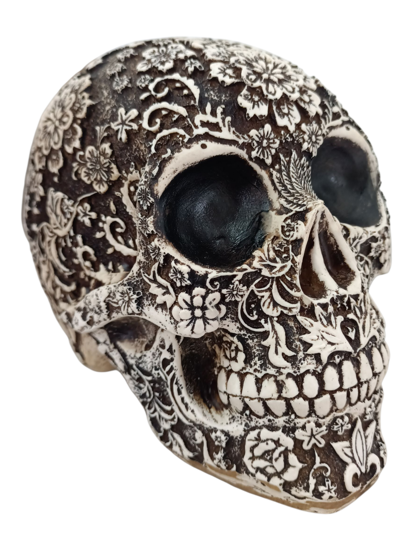 Calavera decorativa cráneo con relieve mexicano para día de muertos decoracion de ofrenda.