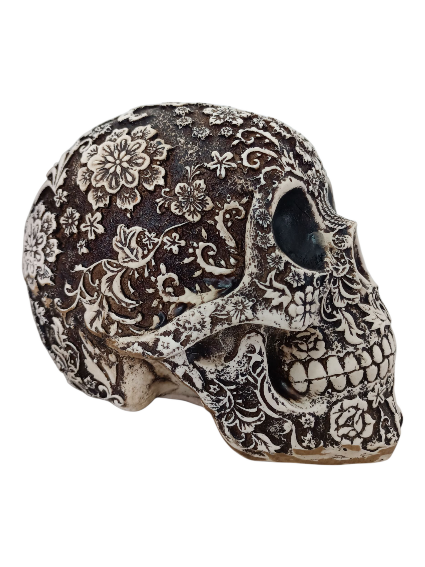 Calavera decorativa cráneo con relieve mexicano para día de muertos decoracion de ofrenda.