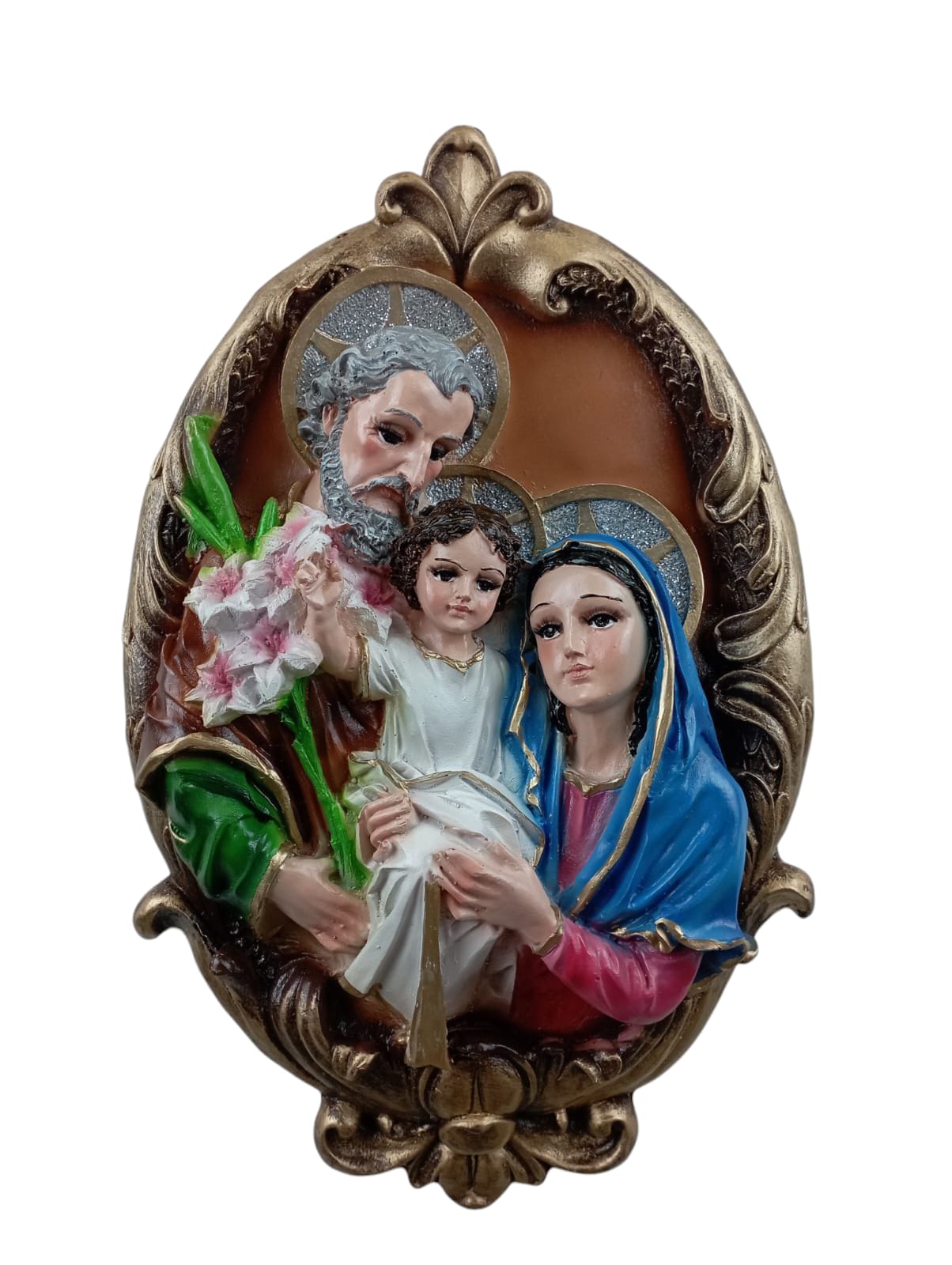 Cuadro de la Sagrada Familia para Pared 40 cm | Imagen Religiosa Decorativa de San José, Virgen María y Niño Jesús | Decoración Católica para Hogar
