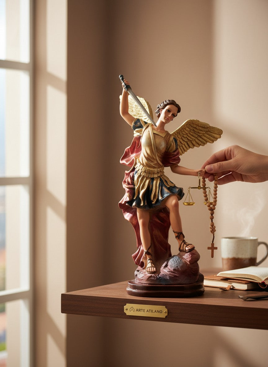 San Miguel Arcángel Triunfador 50 cm con espada y balanza sin diablo sin maligno