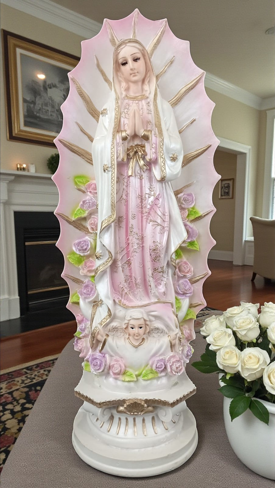 Escultura Virgen de Guadalupe, Imagen Religiosa Resina. 45cm