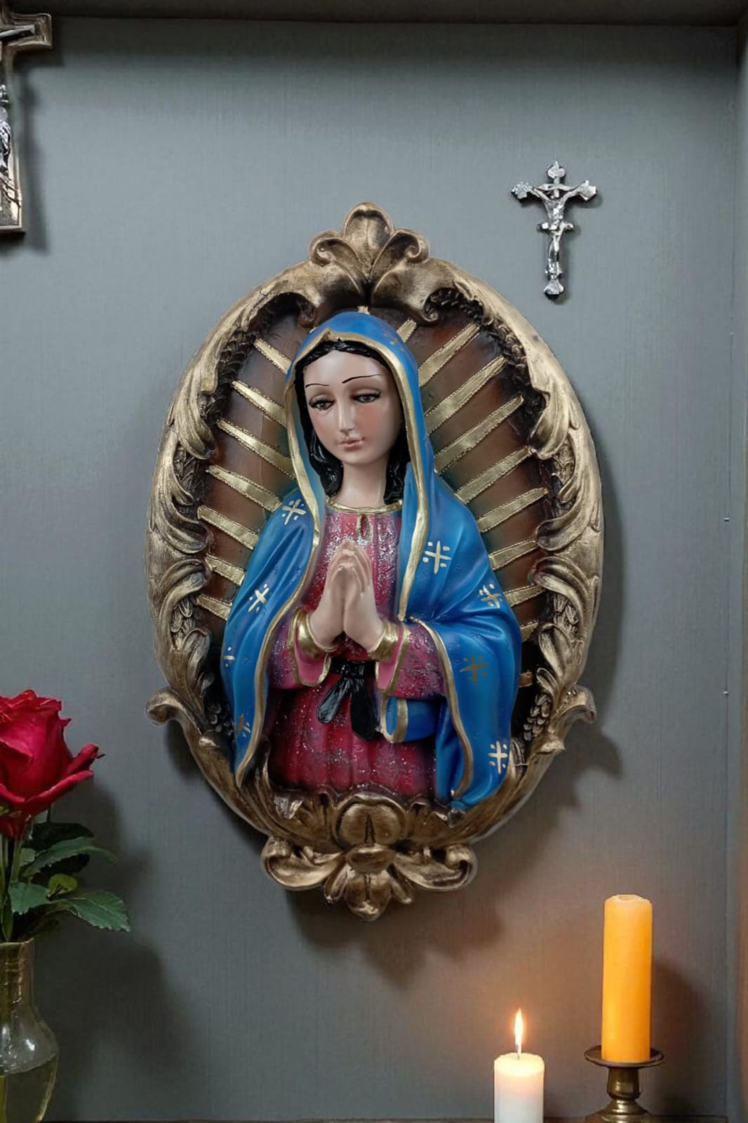 Cuadro de la Virgen de Medjugorje para Pared | Imagen Religiosa en Relieve para Altar y Hogar | Decoración Católica de Devoción Maria Medjujorge