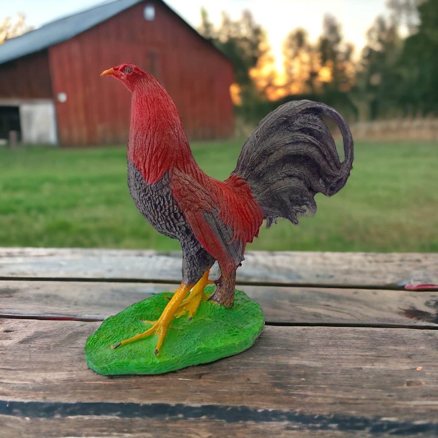 figura decorativa de gallo pelea colorado decoracion de rancho hacienda