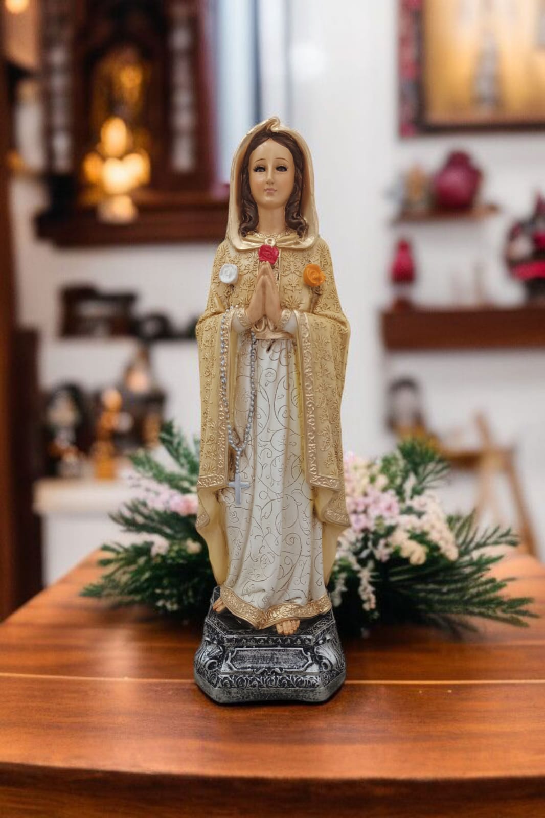 Virgen de la Rosa Mística – Amor, Protección y Milagros | 30 cm