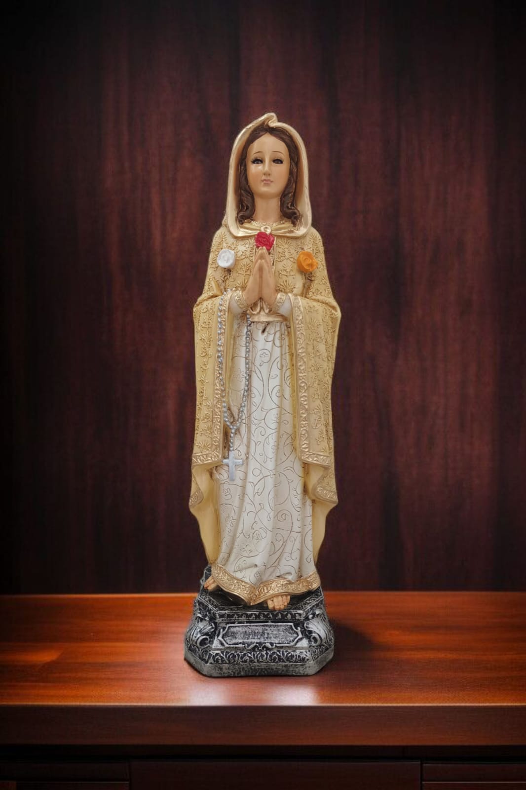 Virgen de la Rosa Mística – Amor, Protección y Milagros | 30 cm