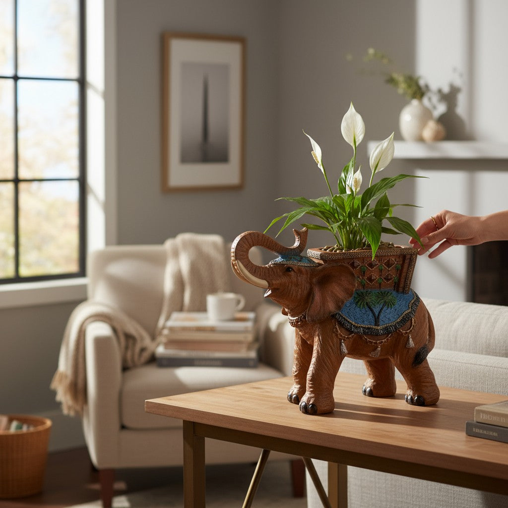 Maceta Decorativa con Forma de Elefante – Atrae Energía Positiva a tu Espacio