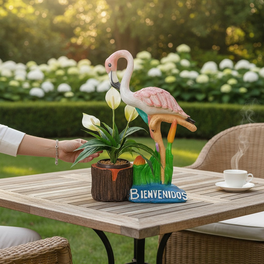 Flamingo macetero decorativo para jardín, exterior, inferior. Macetas y Esculturas.