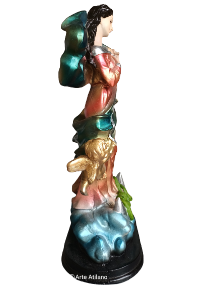Virgen Desatanudos de resina 30 cm con ojos de cristal – Imagen religiosa católica para altar o decoración espiritual