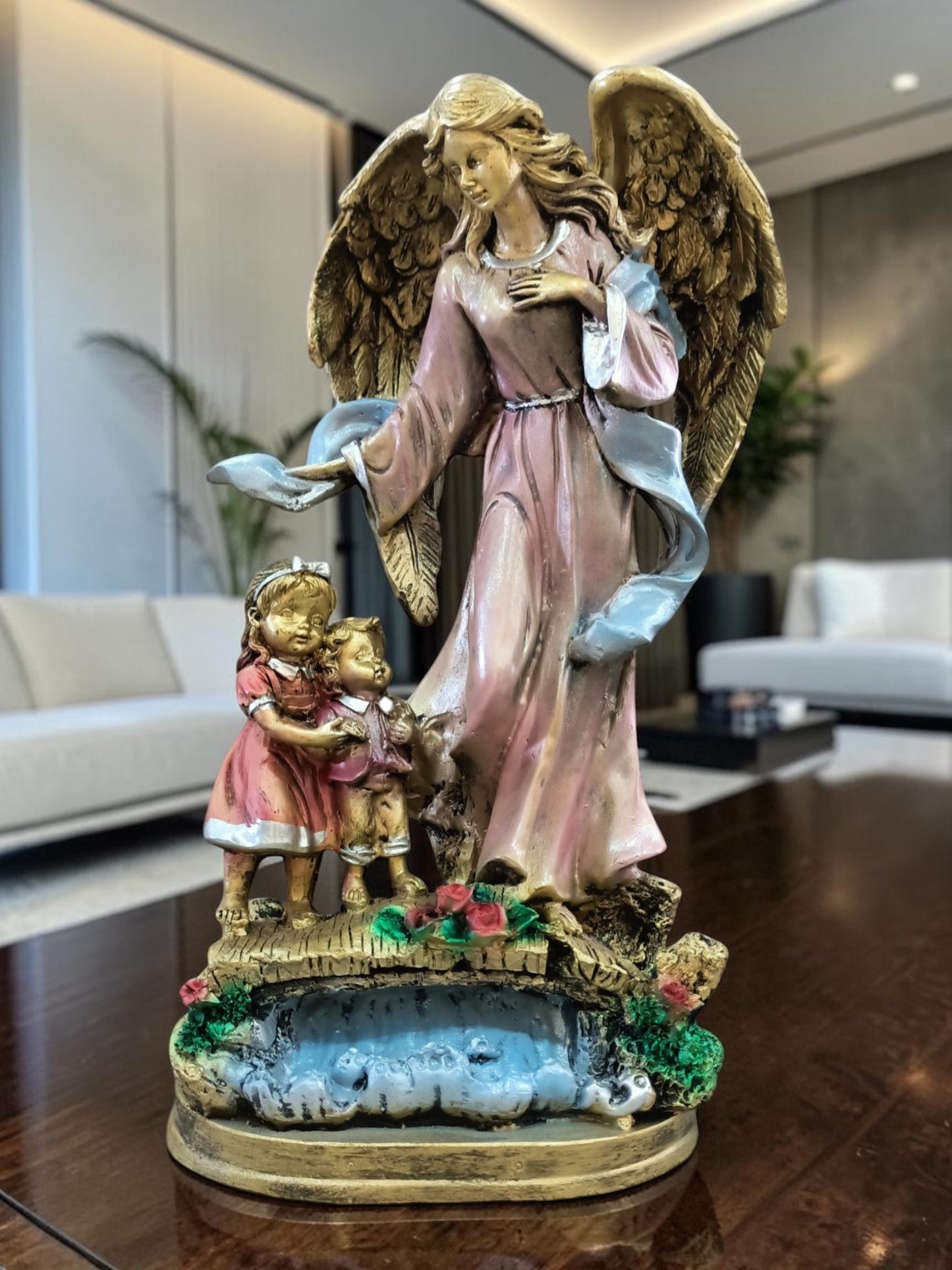 Guardian angel girl boy figure sculpture