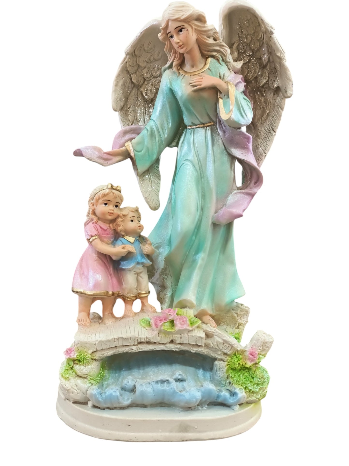 Guardian angel girl boy figure sculpture