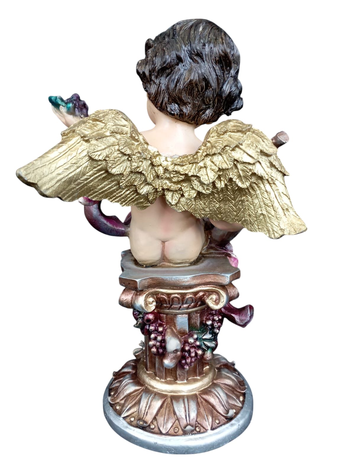 Figura Decorativa Ángel Querubín Abundancia para el Hogar – Estatua Clásica de Resina para Hogar y Jardín
