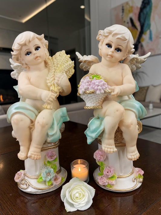 Dúo de Ángeles de la Abundancia – Prosperidad, Bendición y Armonía para tu Hogar (27 cm)