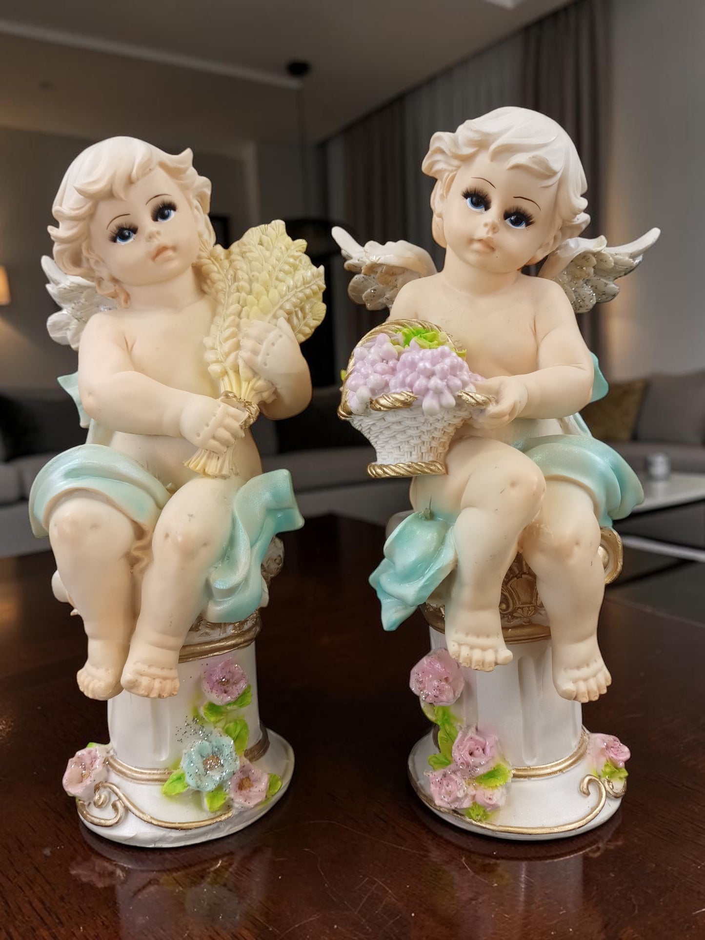 Dúo de Ángeles de la Abundancia – Prosperidad, Bendición y Armonía para tu Hogar (27 cm)