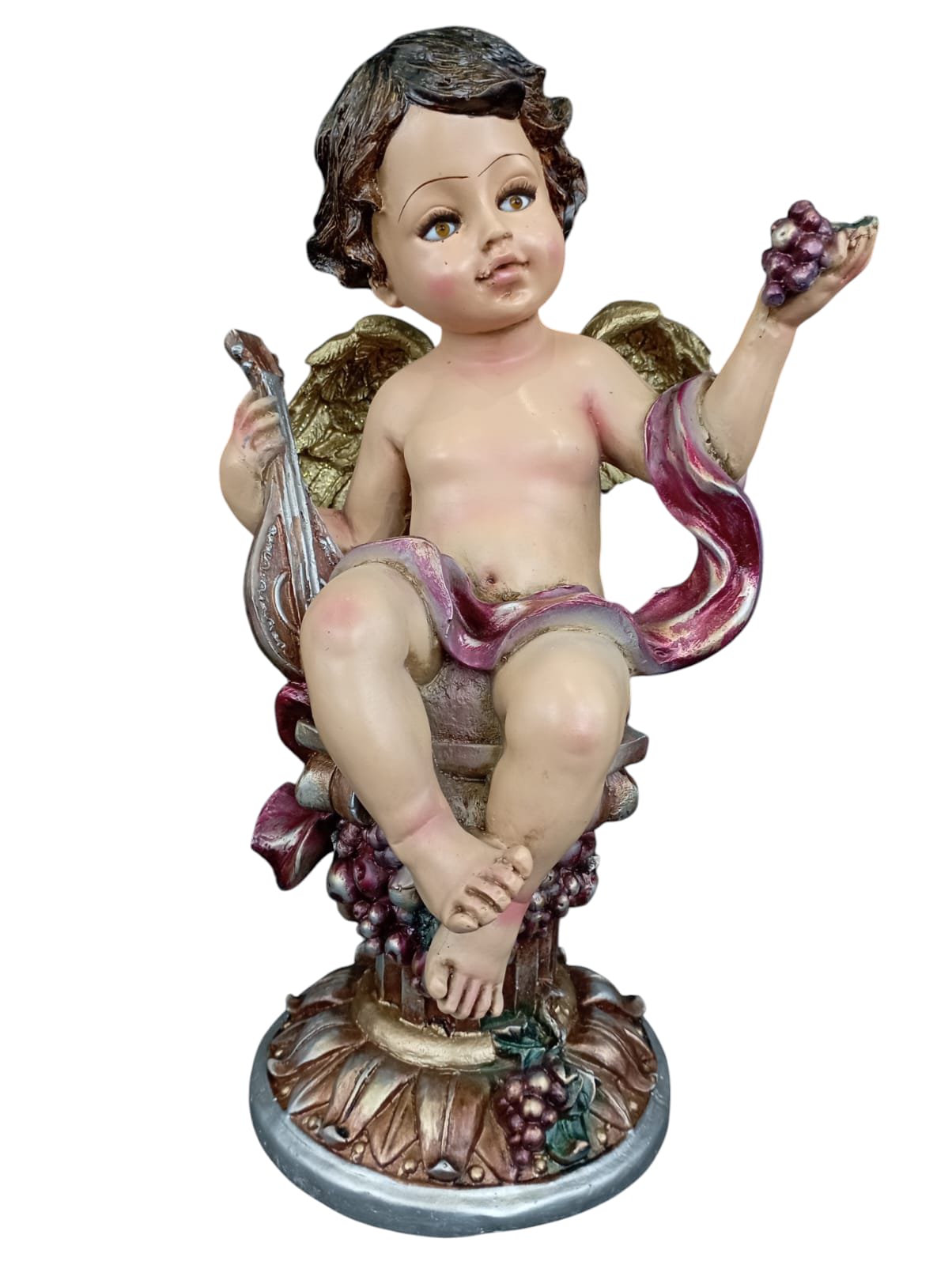 Figura Decorativa Ángel Querubín Abundancia para el Hogar – Estatua Clásica de Resina para Hogar y Jardín