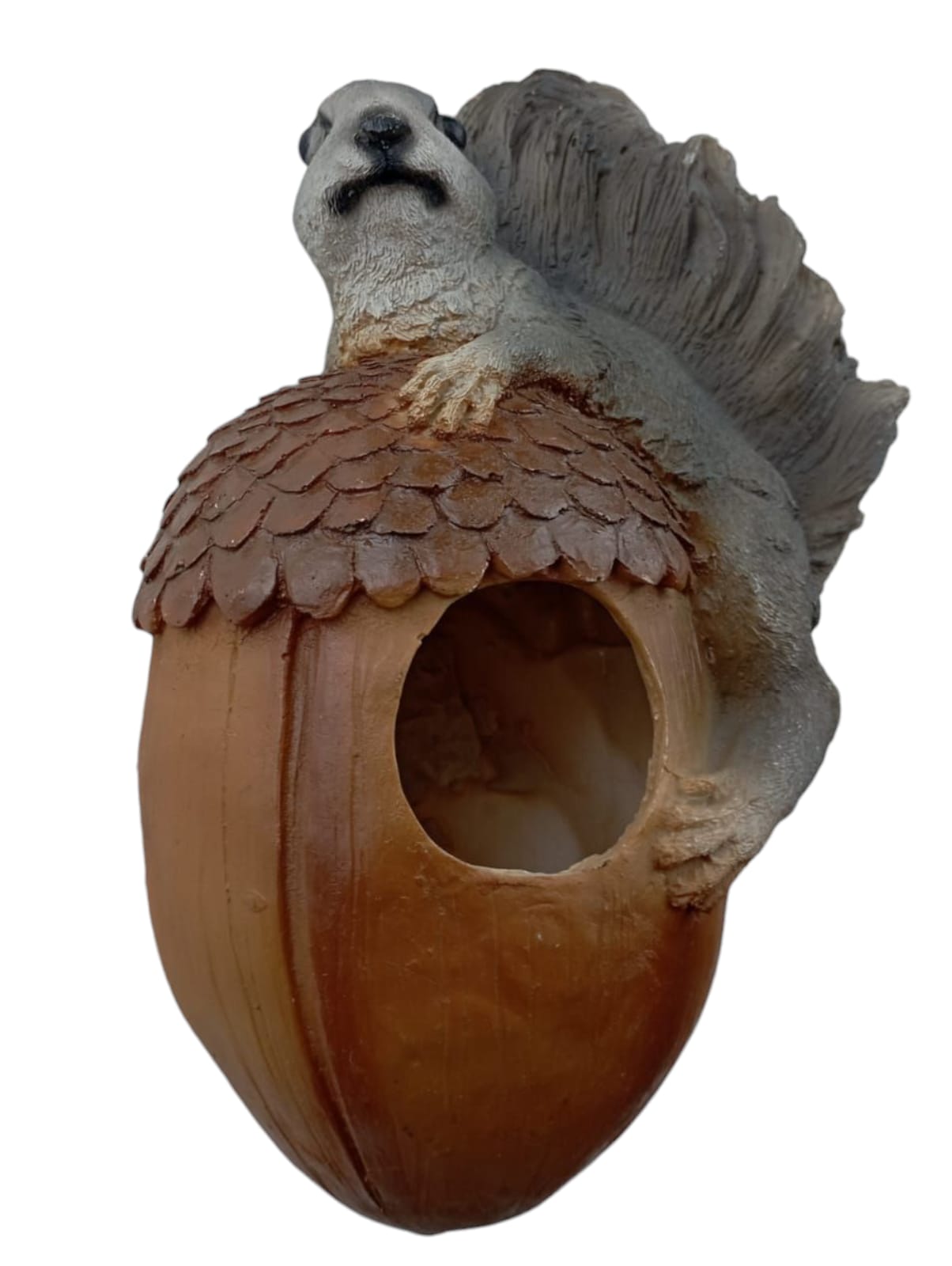 Ardilla Decorativa Colgante para pájaros | Plantas – Figura de Resina 20 cm | Adorno Rústico para Jardín y Exterior