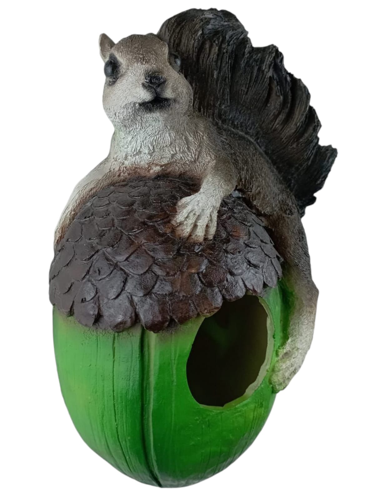 Ardilla Decorativa Colgante para pájaros | Plantas – Figura de Resina 20 cm | Adorno Rústico para Jardín y Exterior