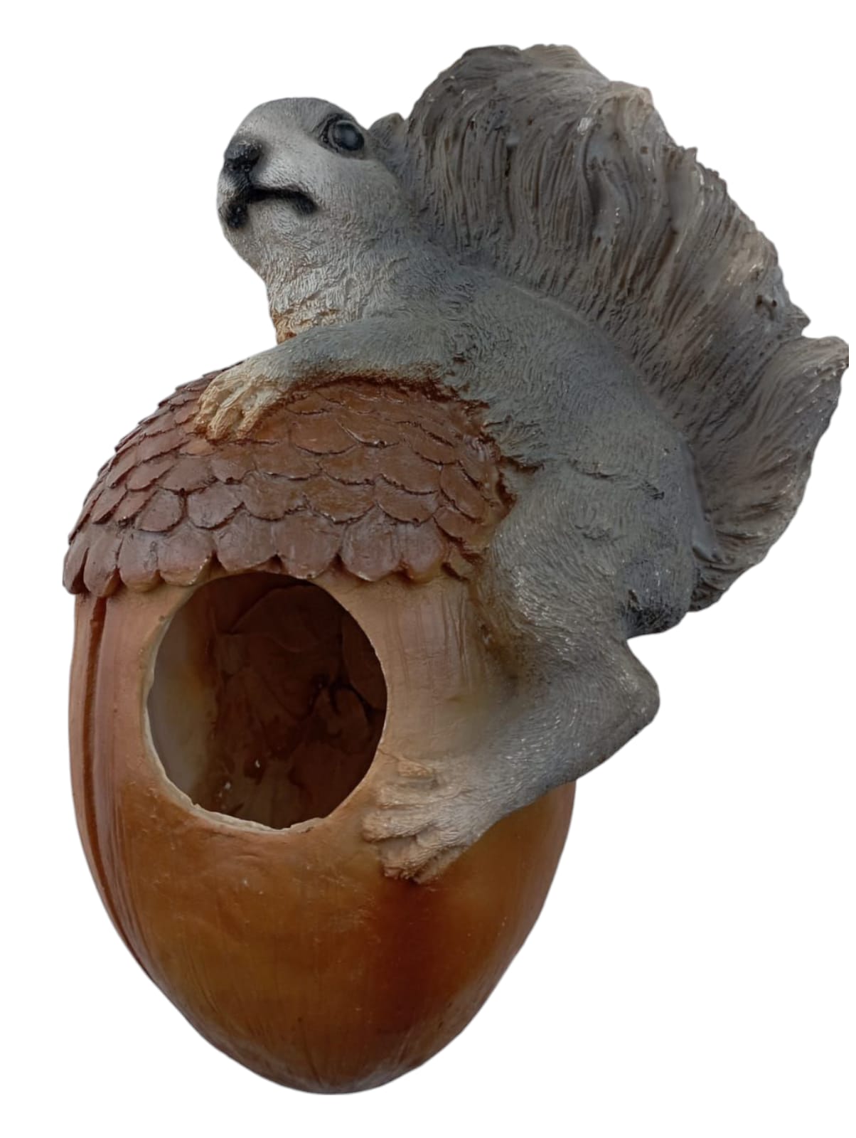 Ardilla Decorativa Colgante para pájaros | Plantas – Figura de Resina 20 cm | Adorno Rústico para Jardín y Exterior