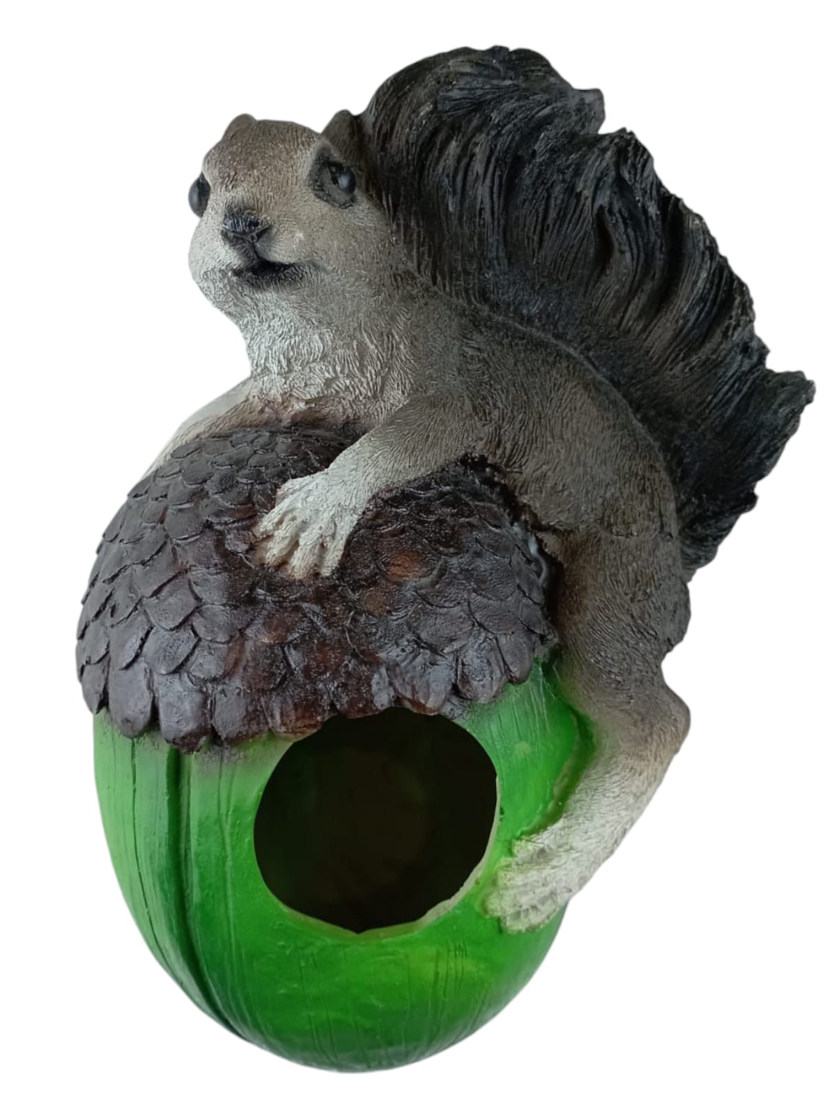 Ardilla Decorativa Colgante para pájaros | Plantas – Figura de Resina 20 cm | Adorno Rústico para Jardín y Exterior