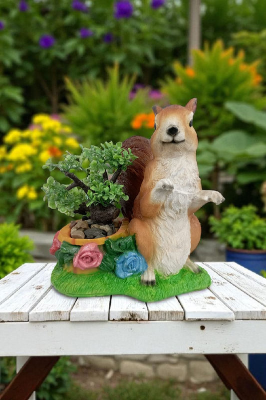 Maceta Decorativa Ardilla de Resina – Figura para Jardín y Hogar 30 cm | Adorno Natural y Original