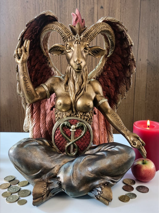 Figura Baphomet 40 cm Decoración Esotérica Premium | Estatua Mística de Resina con Acabado Antiguo